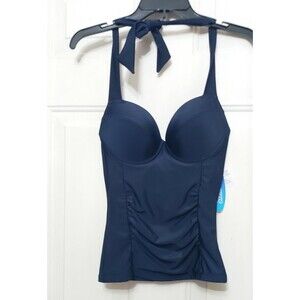 Wave Zone Tie Blue Swim Top  Size S Nwt